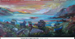 Evening Fades to Night at Red Cliffe, Oil on Canvas